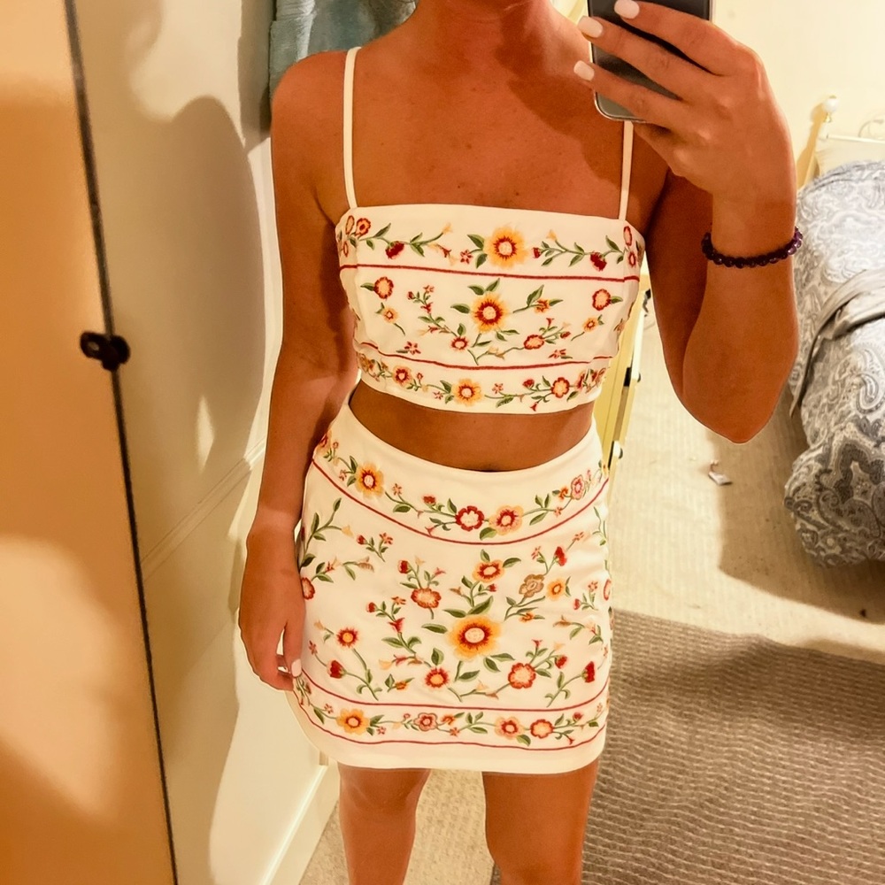 Forever 21 Embroidered Two Piece Outfit